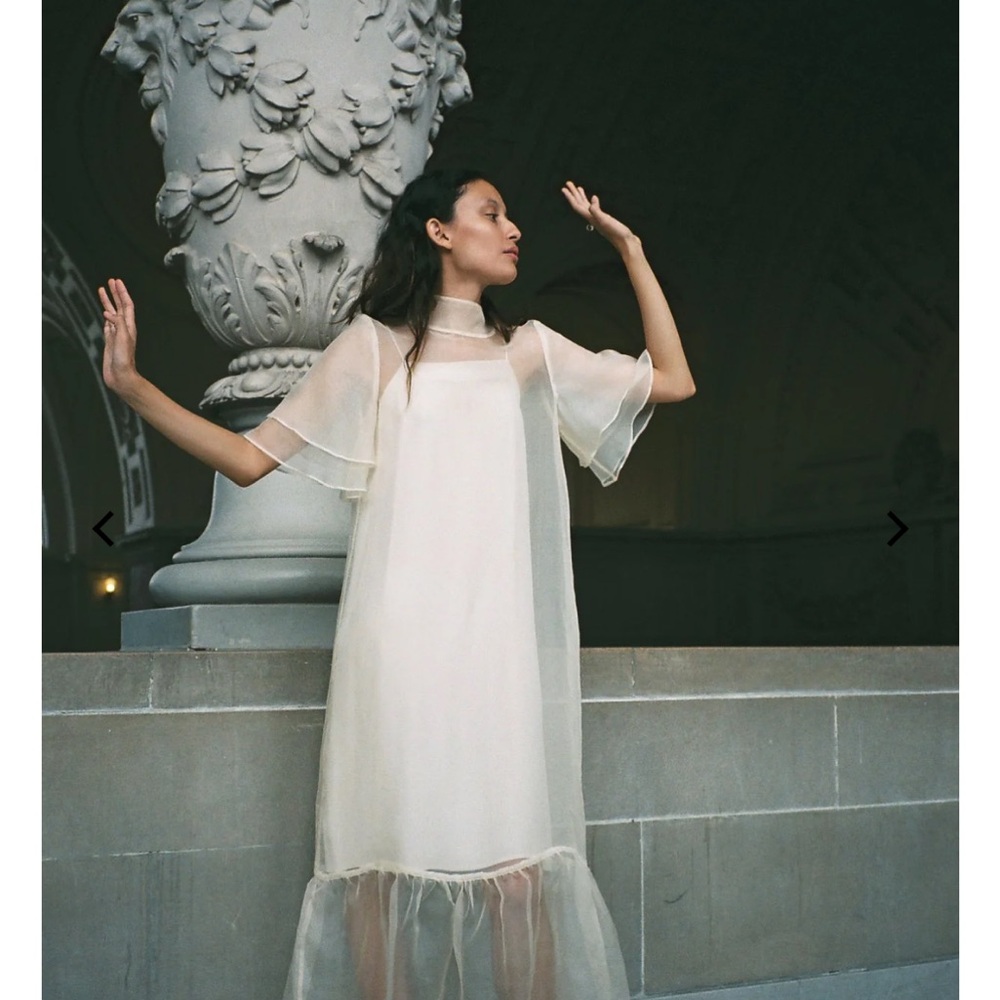 Kamperett Ivory Barre Silk Dress NWT S